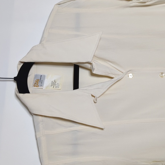 Vintage Elite International 100% silk short sleeve button down top - Picture 5 of 12